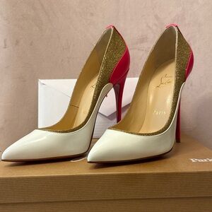Christian Louboutin White and Pink Heels